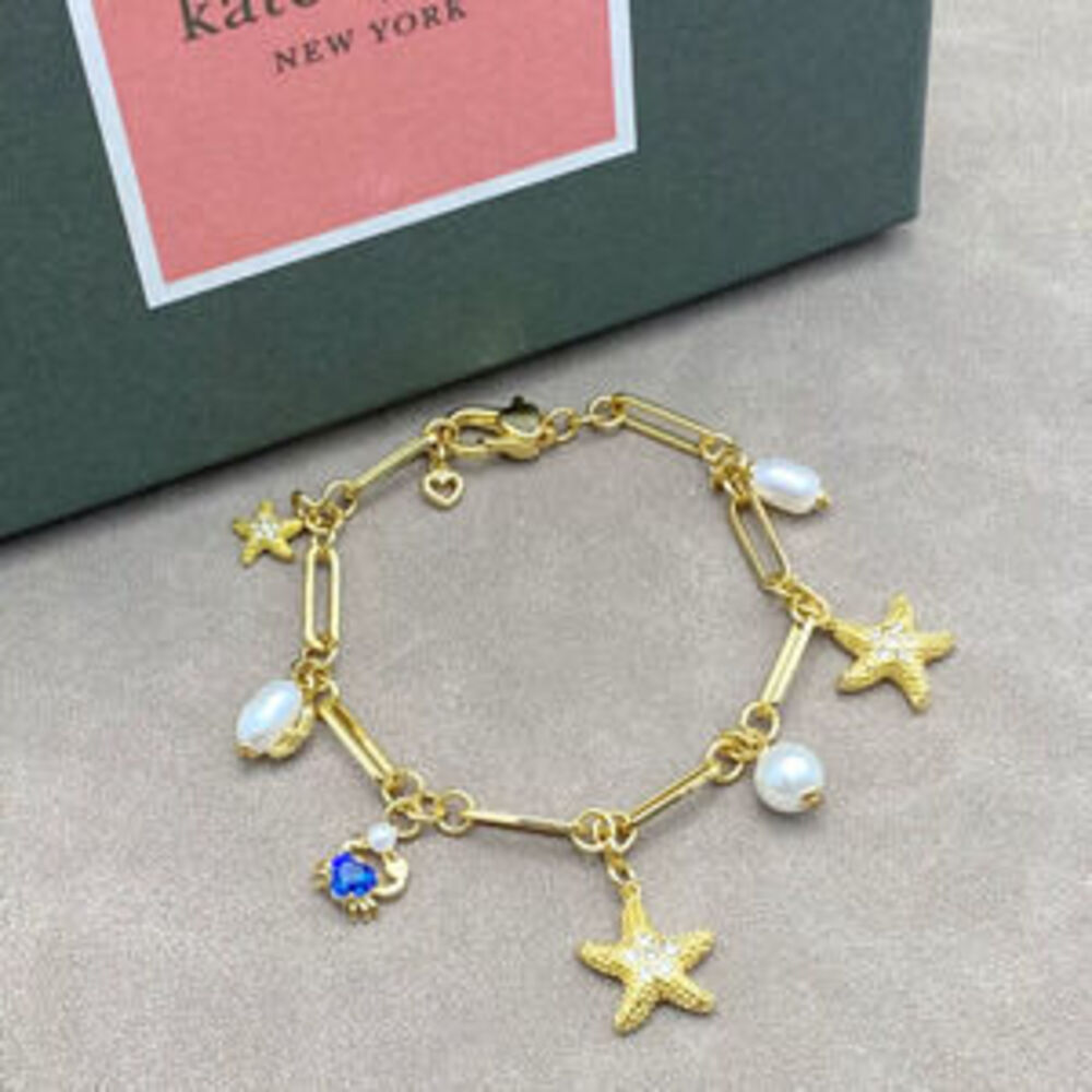 kate spade Starfish Rhinestone Natural Freshwater Pearl Bamboo Chain Necklace